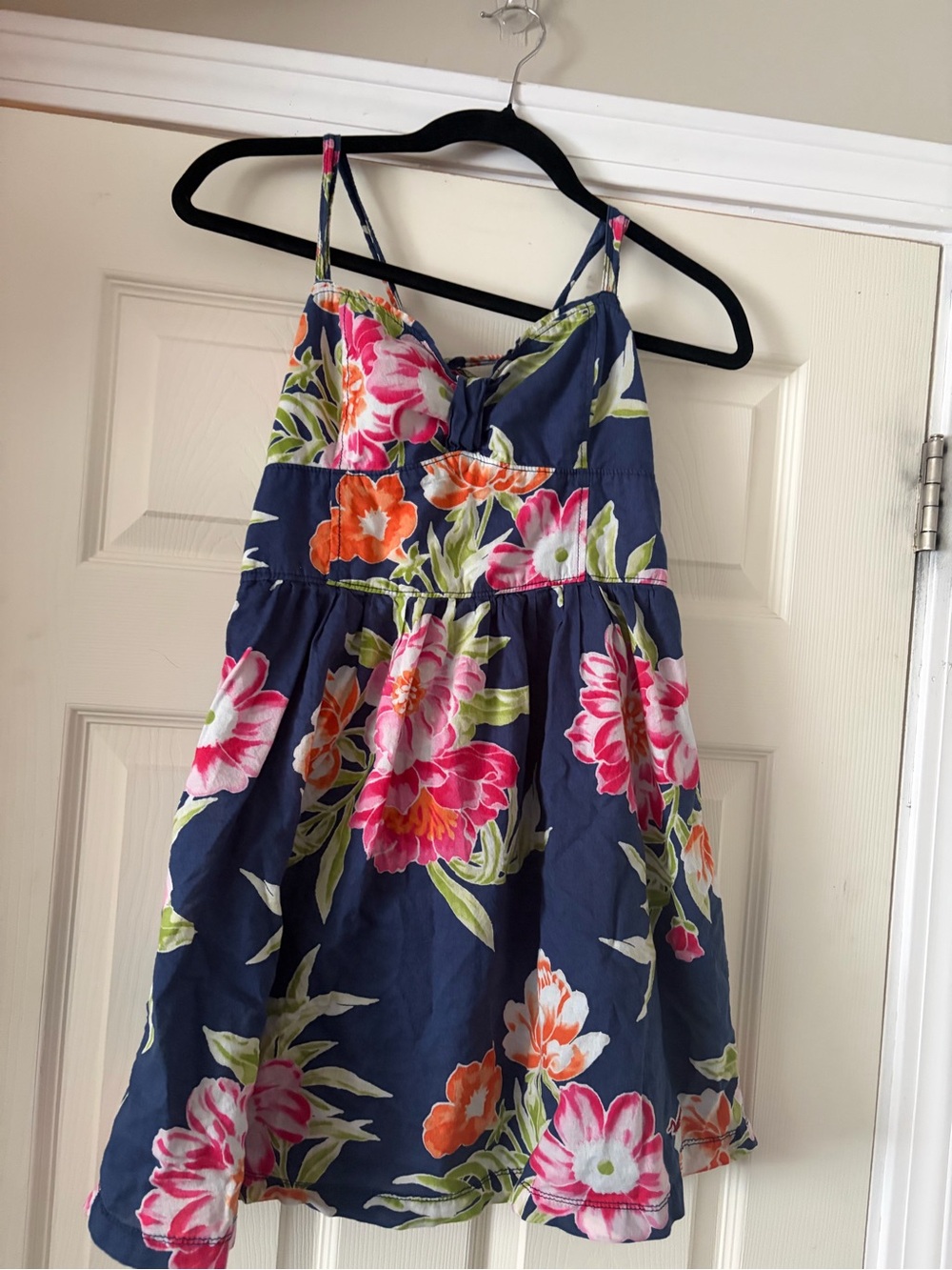 Hollister Navy Floral Mini Dress with Pink & Orange Blooms
